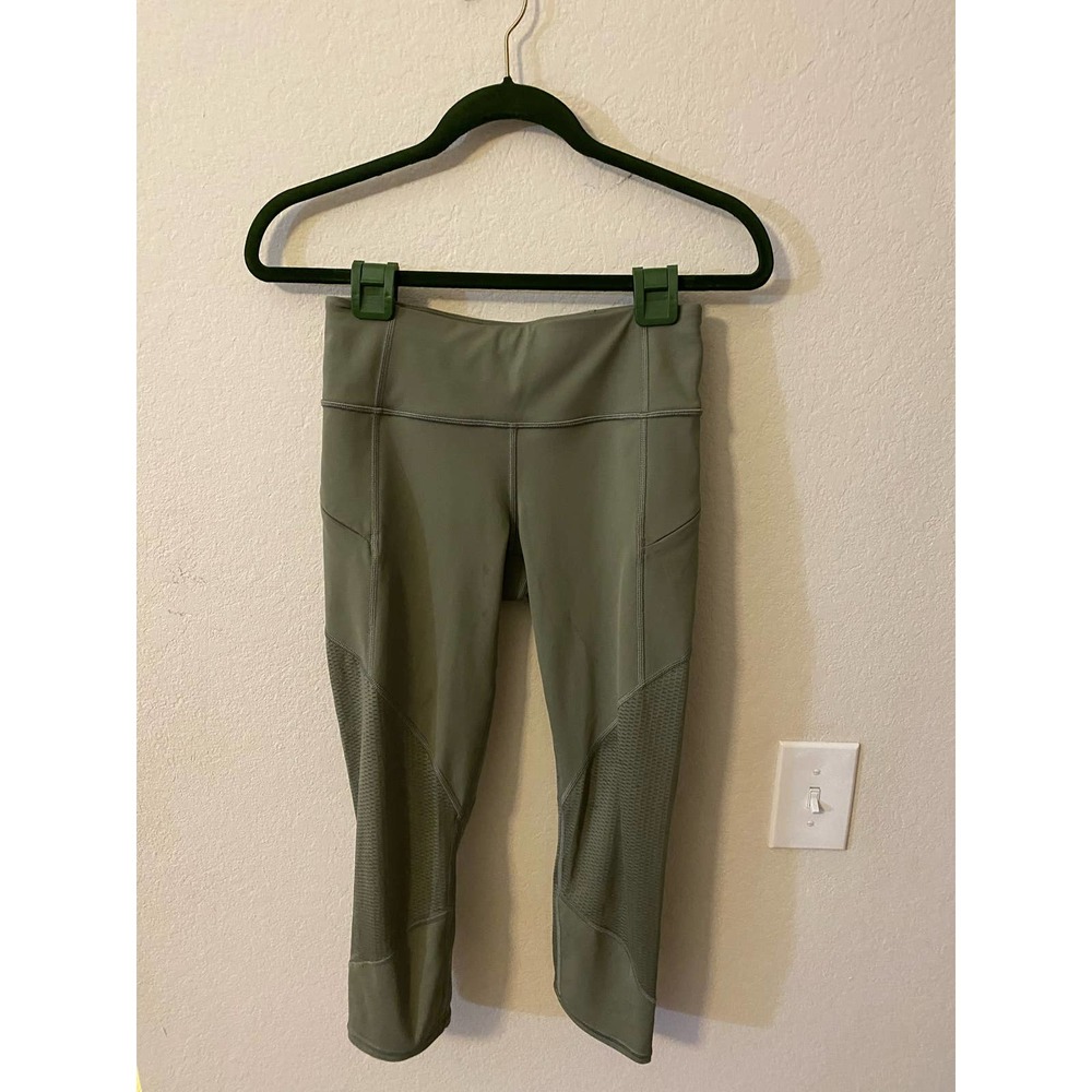 Athleta Contender Mesh Leggings Army Green Size S